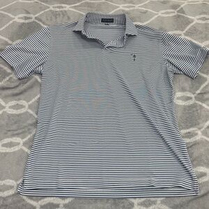 Peter Millar Navy and White Striped Polo Shirt- Tree Farm